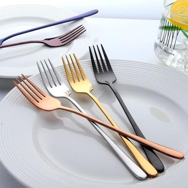 7PCS Stainless Steel Colorful Dinner Fork Set - Image 3