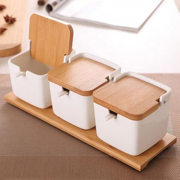 Bamboo Ceramic Seasoning Jar