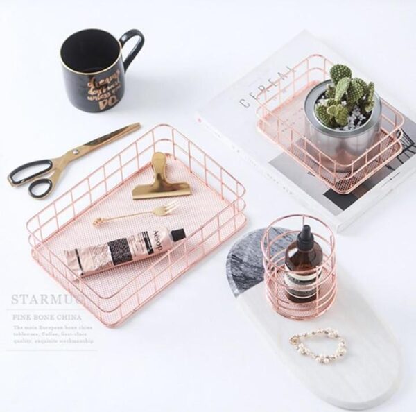 Nordic Rose Gold Metal Storage Basket