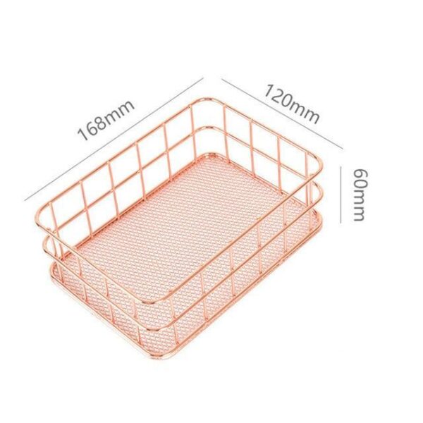 Nordic Rose Gold Metal Storage Basket - Image 2