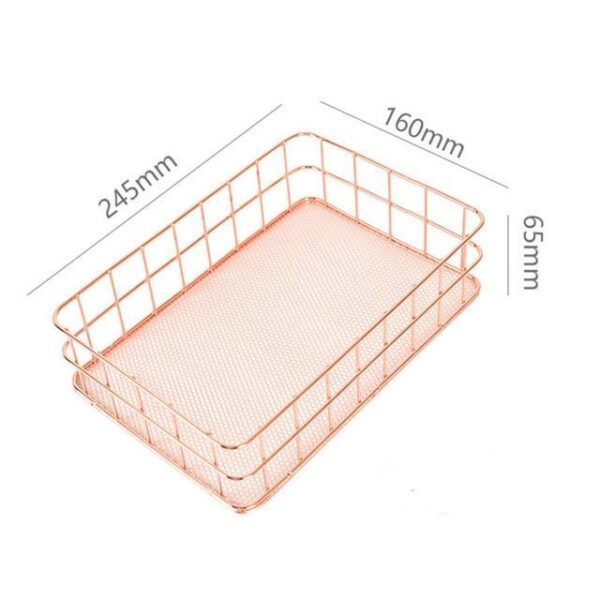 Nordic Rose Gold Metal Storage Basket - Image 4