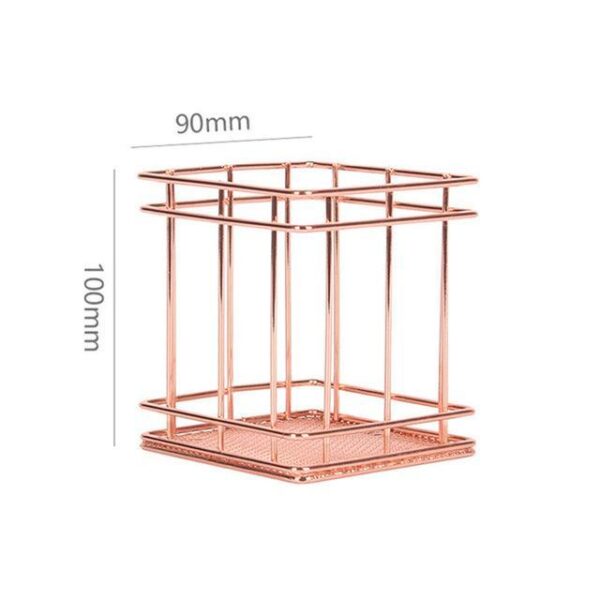 Nordic Rose Gold Metal Storage Basket - Image 5