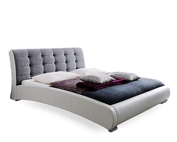 Guerin Contemporary Faux Leather Fabric Two Tone Upholstered Grid Tufted Platform - Image 4