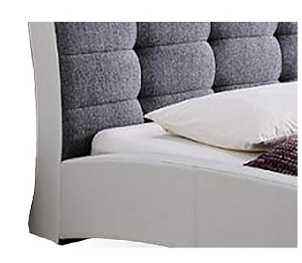 Guerin Contemporary Faux Leather Fabric Two Tone Upholstered Grid Tufted Platform - Image 3