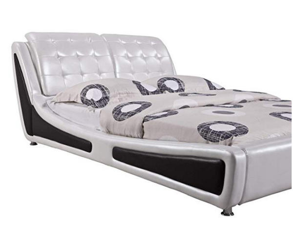 Container Direct B8048-EK Eastern King Platform Bed, Pearl White/Black - Image 2