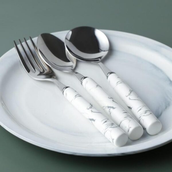 3pcs Marbled Stainless Steel Flatware Set