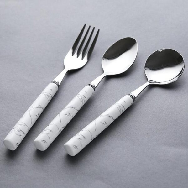3pcs Marbled Stainless Steel Flatware Set - Image 5