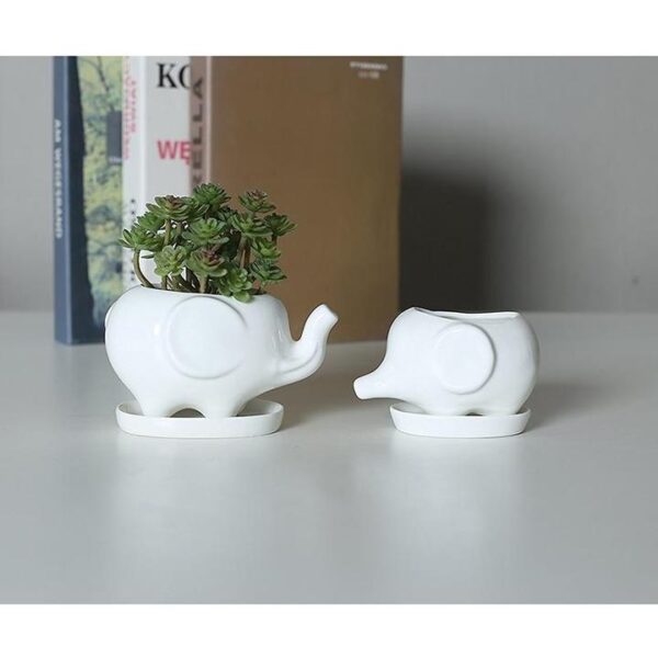 Elephant Ceramic Flower Pot with Tray