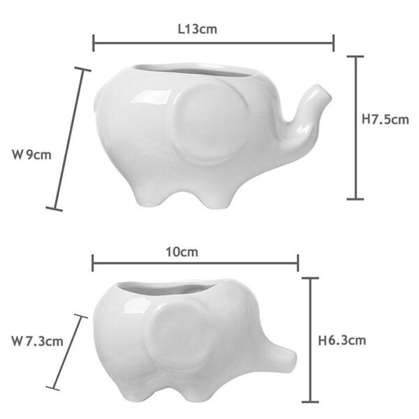 Elephant Ceramic Flower Pot with Tray - Image 3