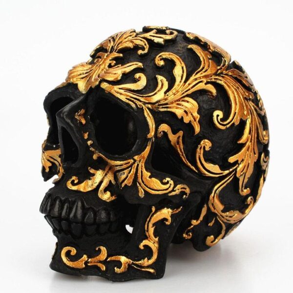 Golden Carving Black Skull Sculpture - Image 2