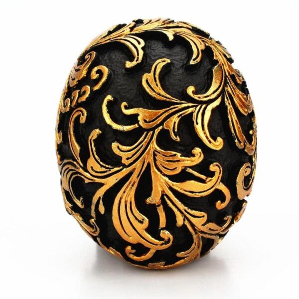 Golden Carving Black Skull Sculpture - Image 3