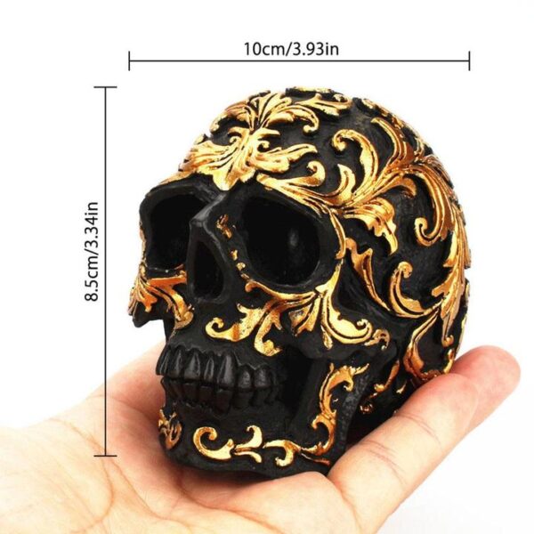 Golden Carving Black Skull Sculpture - Image 5