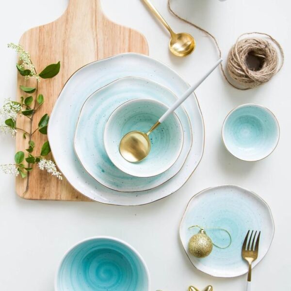 European Style Gold Rim Ceramic Plate
