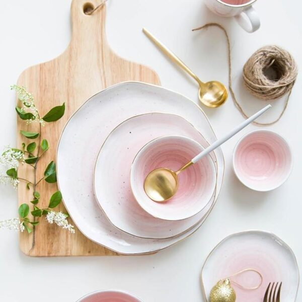 European Style Gold Rim Ceramic Plate - Image 2