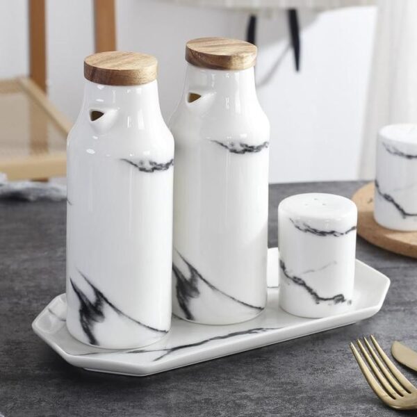 Ceramic Salt And Pepper Oil Bottle and Shaker