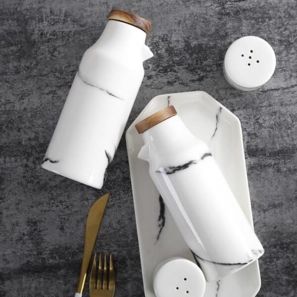 Ceramic Salt And Pepper Oil Bottle and Shaker - Image 2