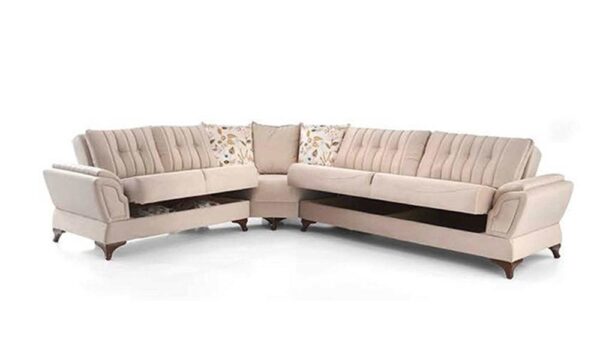 Linda Cream Lemon Corner Sofa Set - Image 3