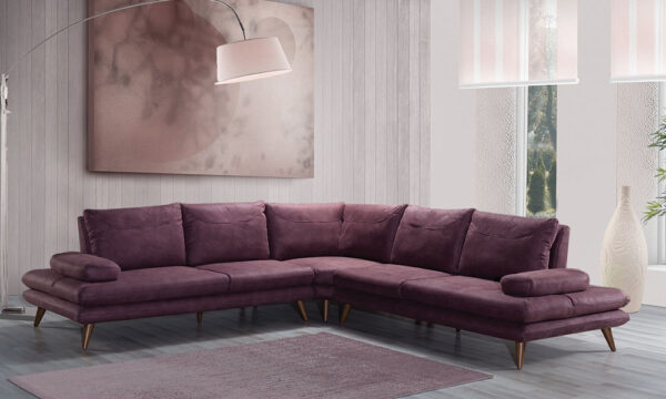 Magnum Claret Red Modern Corner Sofa Set Content