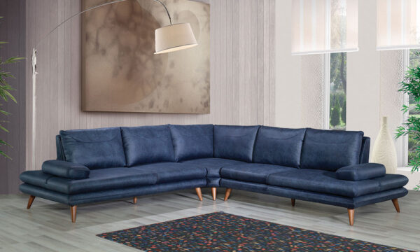Magnum Blue Modern Corner Sofa Set Content