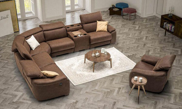 Panemera Brown Modern Corner Sofa Set