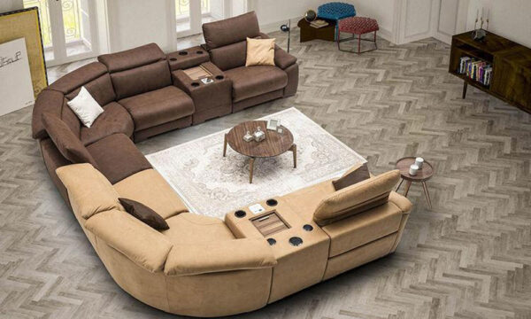 Panemera Brown Modern Corner Sofa Set - Image 2