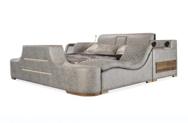 Velsen Luxury Smart TV Bed With Chaise Lounger Chair and Bluetooth Speakers