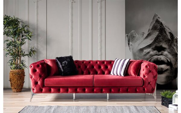 Queen Red Modern Sofa Set - Image 4