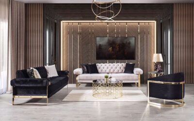 Glittery Gold Modern Sofa Set