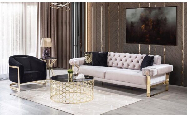 Glittery Gold Modern Sofa Set