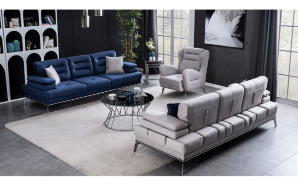 Long Wood Modern Sofa Set - Image 3