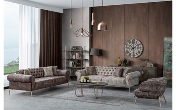 Loft Gold Modern Sofa Set - Image 2