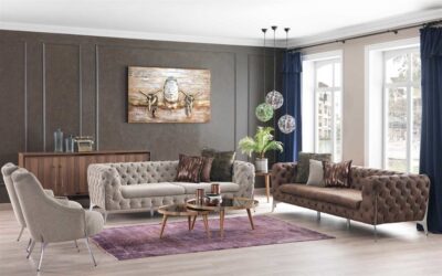 Wooden Frame Modern Sofa Set