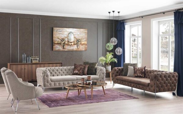 Wooden Frame Modern Sofa Set