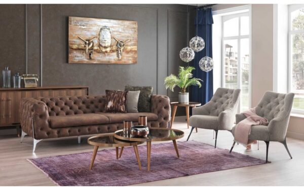 Wooden Frame Modern Sofa Set - Image 2