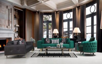 Shiny Gold Modern Sofa Set