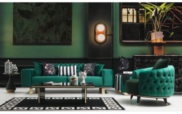 Shiny Gold Modern Sofa Set - Image 2