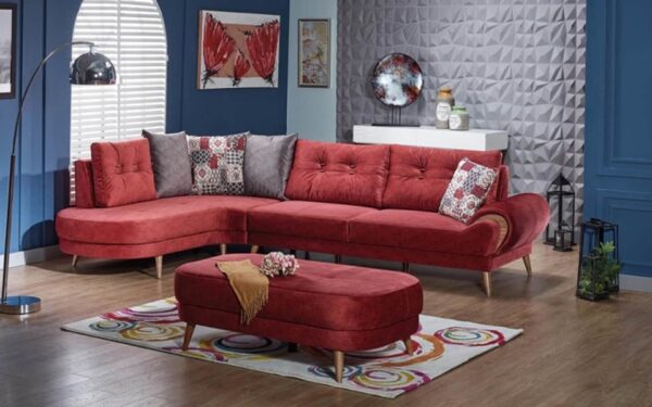 Red Chester Modern Sofa Set